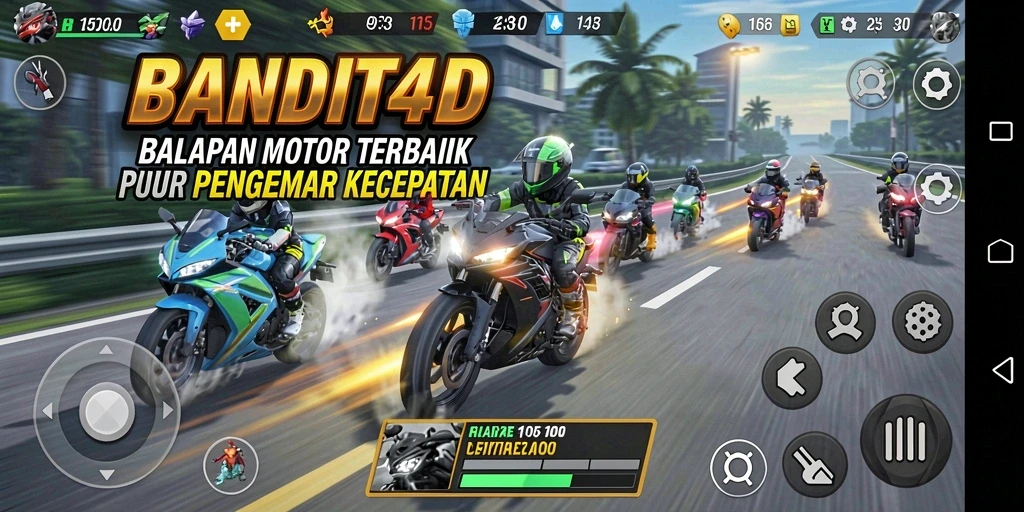 Tampilan menarik gameplay balapan motor di BANDIT4D.