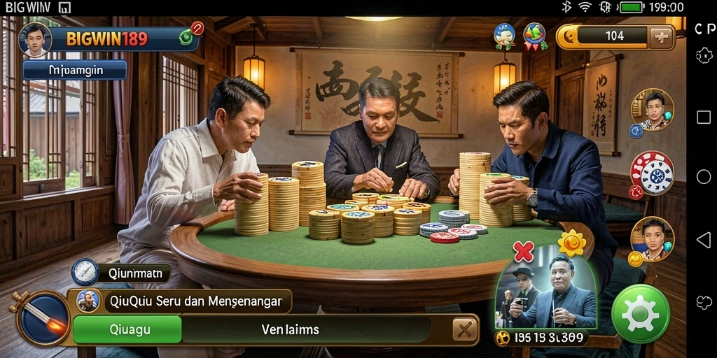 Tangkapan layar utama BIGWIN189 menampilkan aksi QiuQiu yang intens.