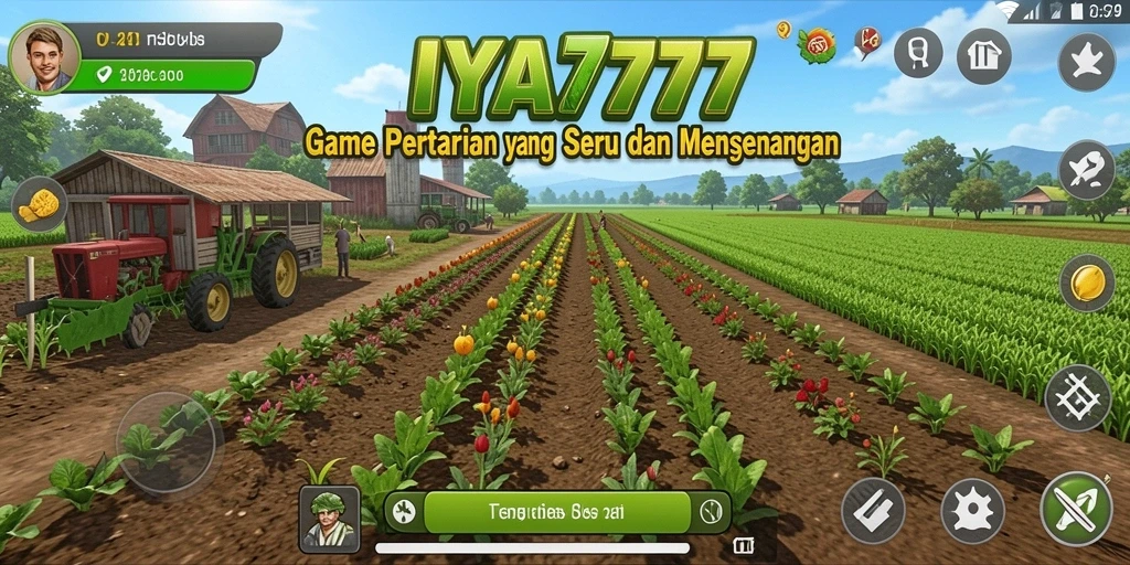Tangkapan layar gameplay IYA777 yang menunjukkan ladang yang sedang panen.