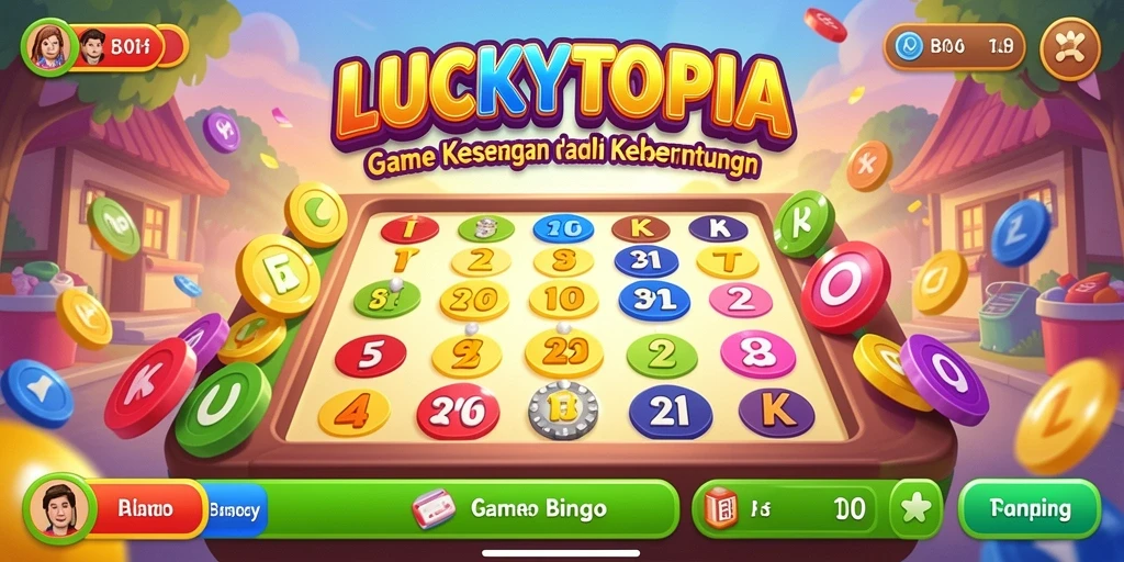 Screenshot gameplay LUCKYTOPIA yang menunjukkan suasana Bingo yang seru.