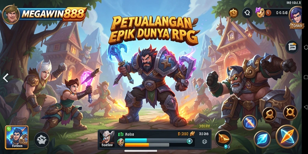 Tangkapan layar MEGAWIN888 menampilkan aksi laga yang mendebarkan dalam dunia RPG.