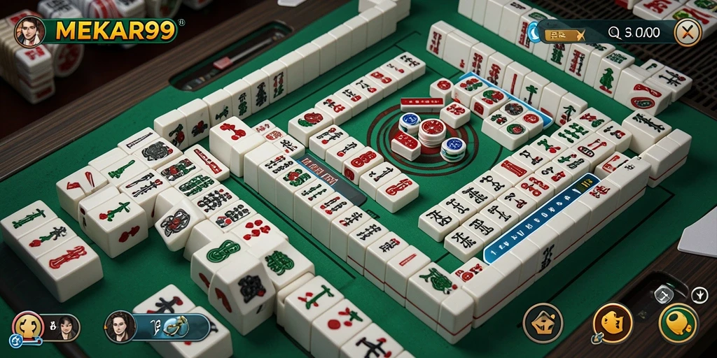 Screenshot gameplay MEKAR99 dengan desain Mahjong yang menarik.
