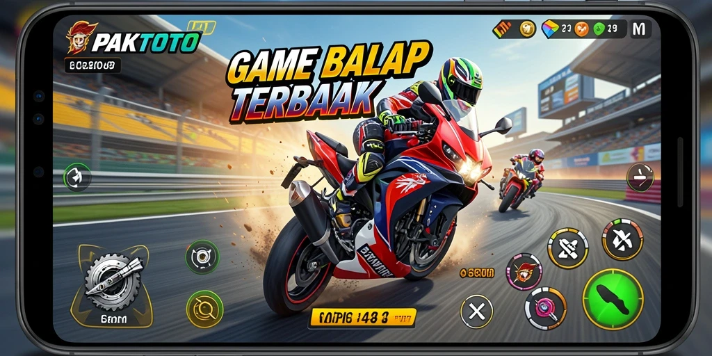 Tampilan gameplay balap motor PAKTOTO yang menegangkan dan seru.