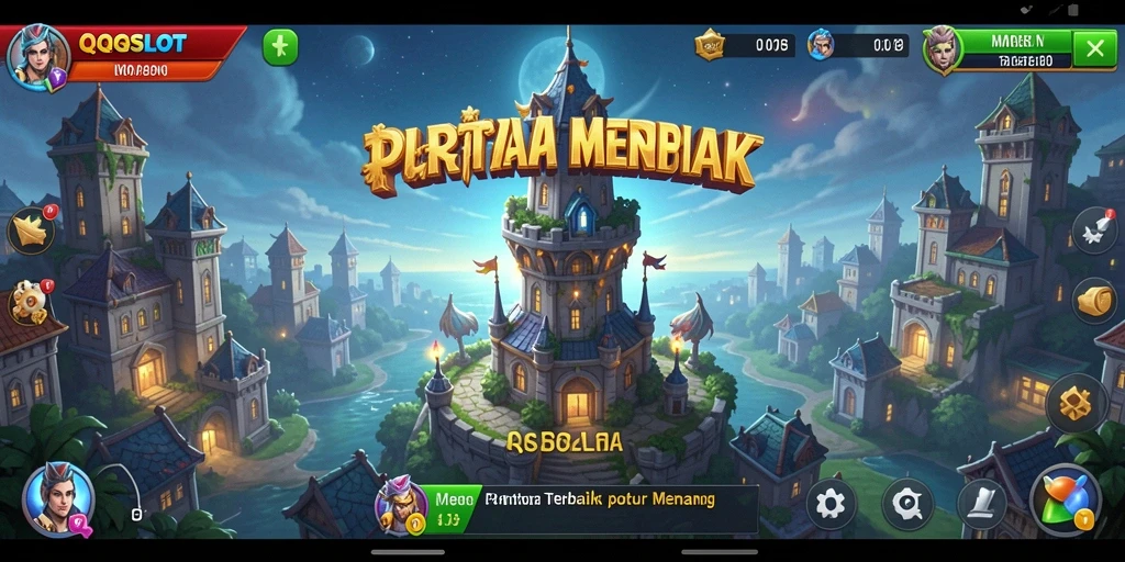 Tangkapan layar gameplay QQSLOT menampilkan serangan musuh yang intens di menara pertahanan.