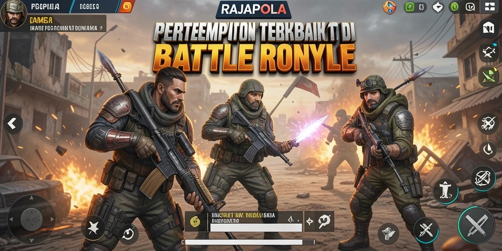 Tangkapan layar RAJAPOLA menampilkan aksi menegangkan dalam pertempuran Battle Royale.