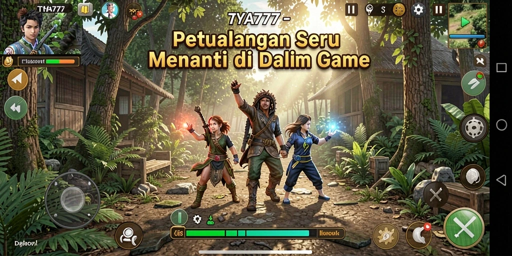Tampilan gameplay seru TYA777 di dunia petualangan.
