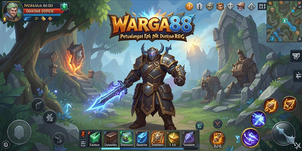 Screenshot gameplay WARGA88 yang menunjukkan pertarungan epik.